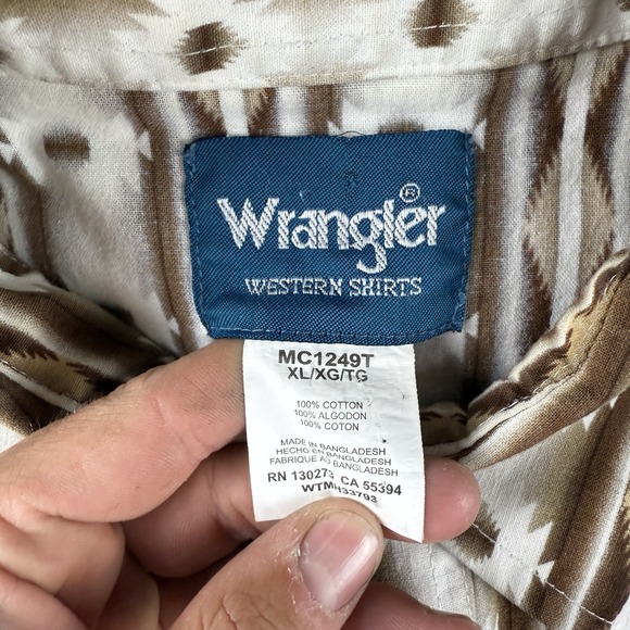 Wrangler Shirt Men's XL Pearl Snap Aztec Checotah Western Cowboy Rodeo Southwest - Picture 4 of 13